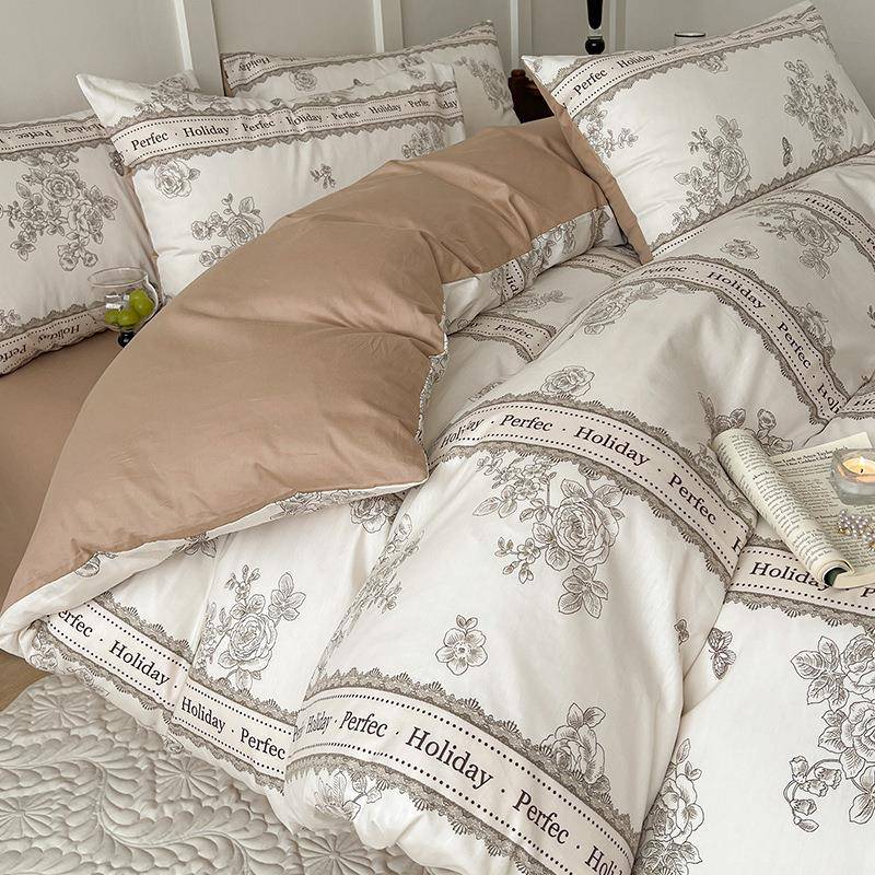 K15美式纯棉100全棉床品三件套四件套花被套田园宿舍床单床上床笠