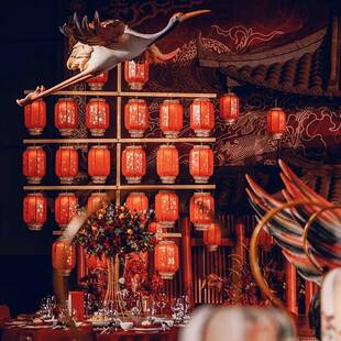 新款婚庆道具灯笼路引屏风中式结婚婚礼舞台路引屏风场地布置道具