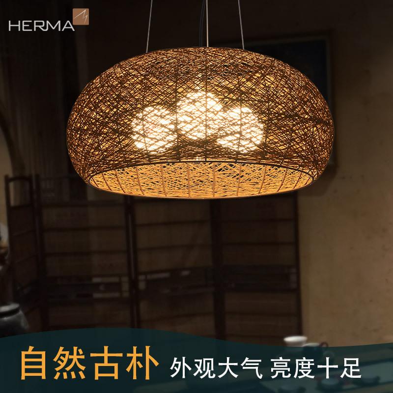 创意个性鸟巢麻球吊灯餐厅酒吧圆球形灯商场工程装饰藤艺编织灯具