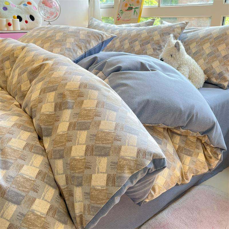 秋冬季磨毛四件套全棉纯棉2025新款简约床品床单被套三件套床笠,床上用品,学生床品套件,淘宝优惠券,粉丝福利购,淘宝优惠卷