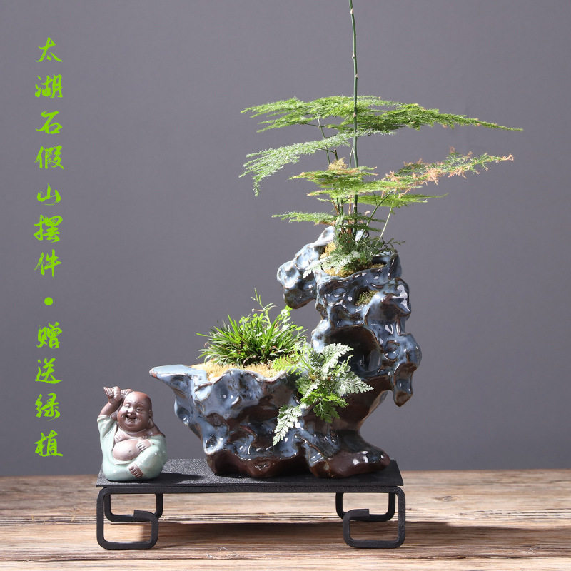 创意个性大号绿植盆景花盆新中式大口径J盆栽陶瓷花盆多肉拼盘花