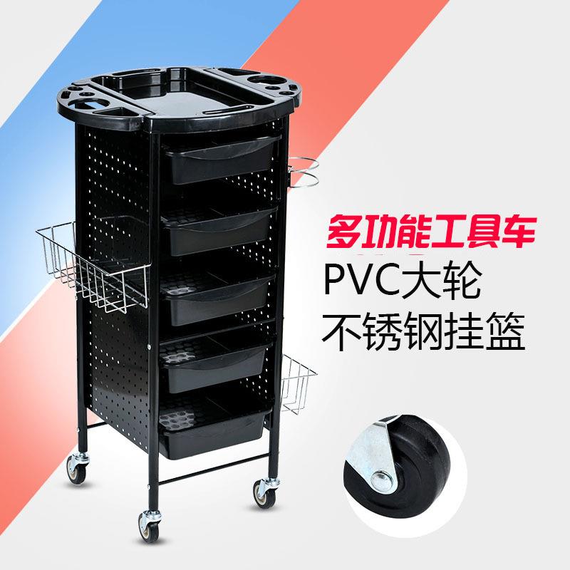 跨境黑色时尚发廊多功能多层工具推车烫发工具车美发推车多层抽屉