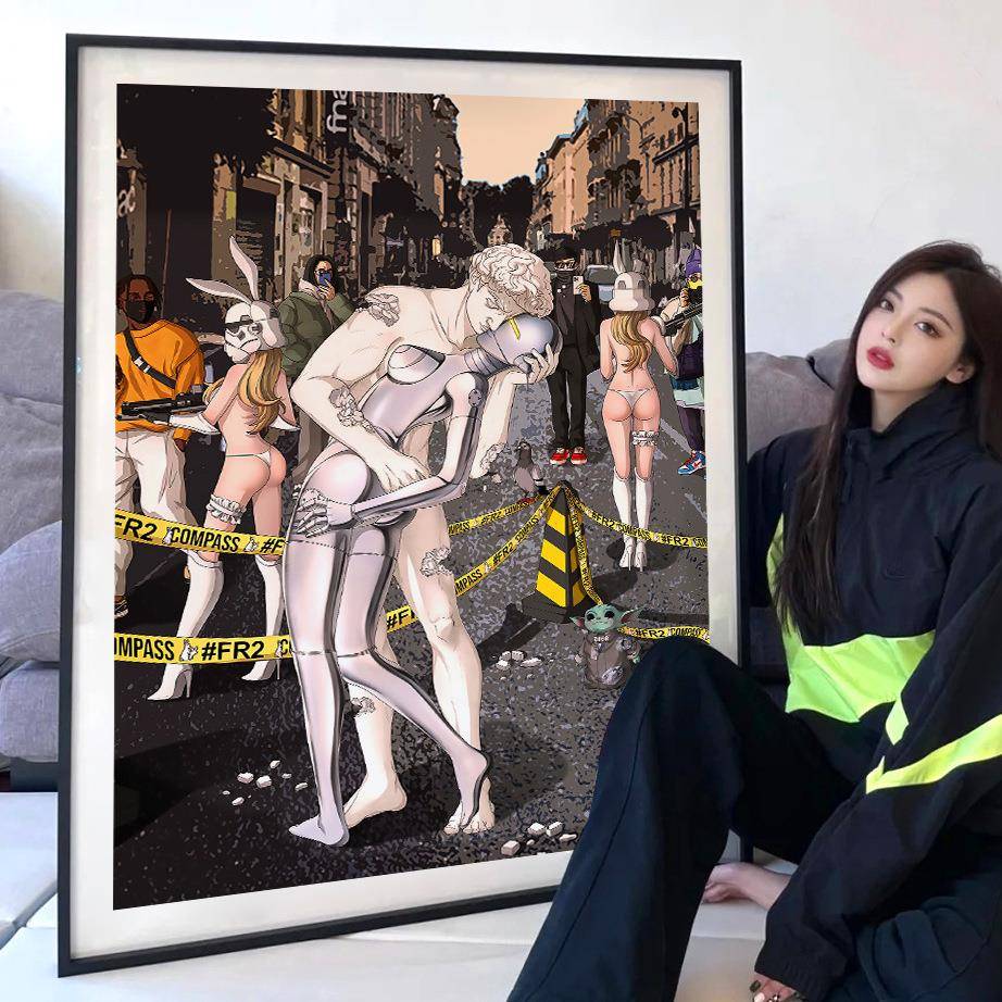 潮流版画艺术画《胜利之吻》样板房客厅现代创意装饰画工作室挂画