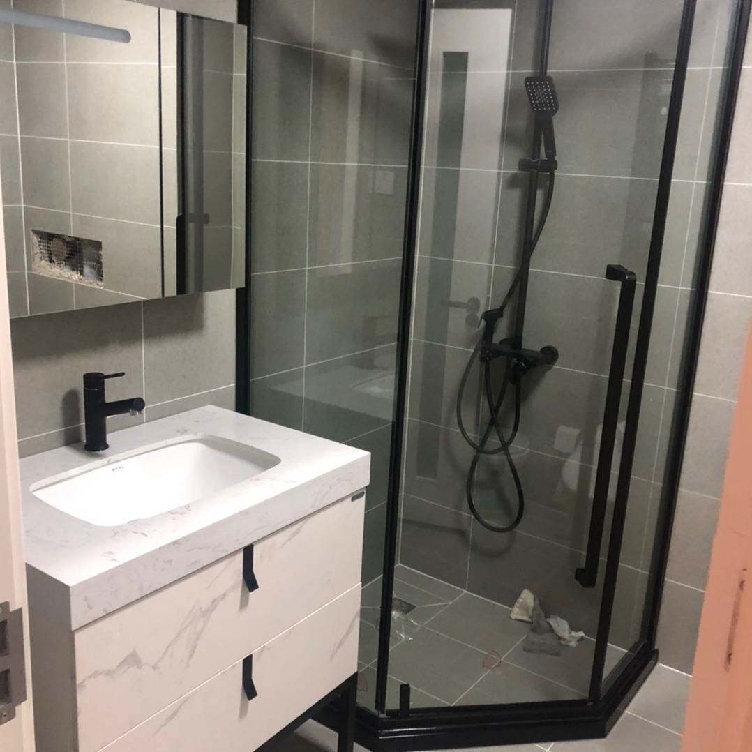 淋浴房l型折叠门小户型浴屏简易整体卫生间玻璃干湿分离隔断