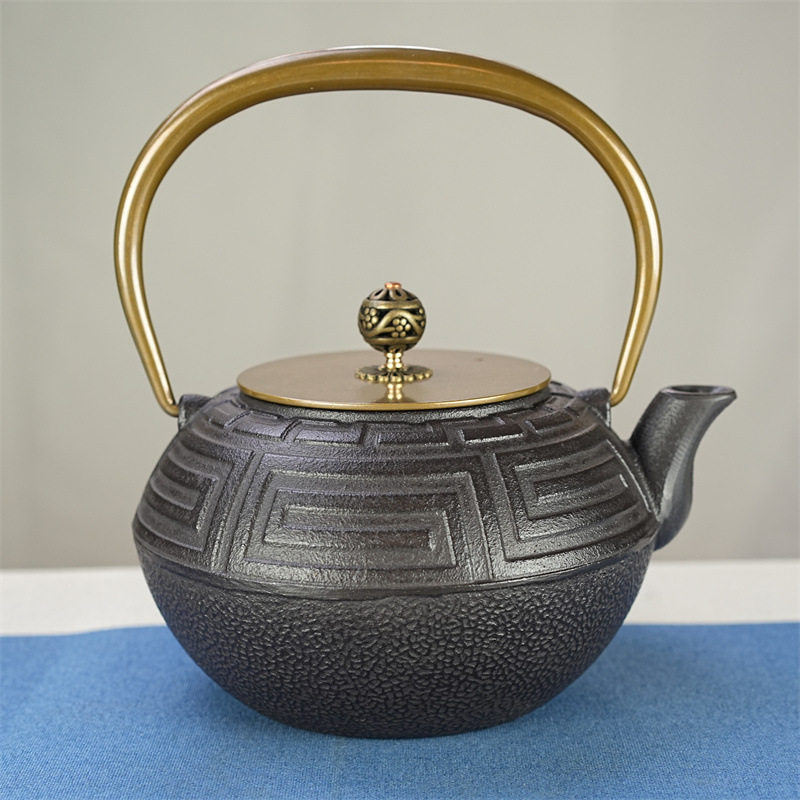 家居简约中式烧水泡茶复古铸铁铁壶样品房摆件间客厅茶具铁艺茶壶