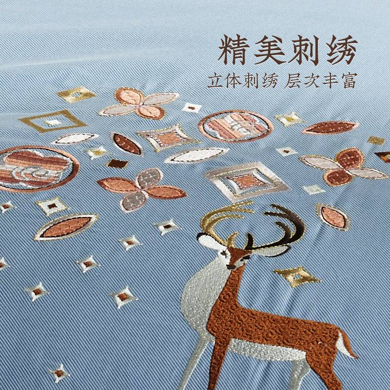 远梦简约纯棉四件套纯棉刺绣套件全棉简约素色四件套被套1.5*1.8