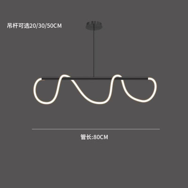 极简餐厅吧台吊灯长条餐桌音符艺术设计师创意个性灯管缠绕线条灯