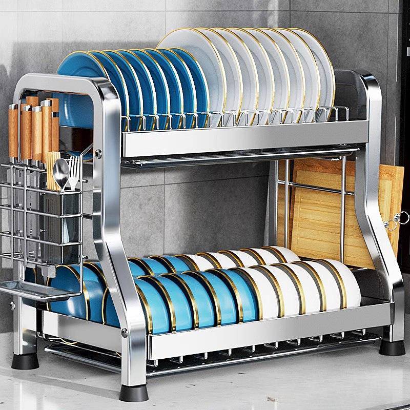 304不锈钢厨房碗碟置物架碗盘沥水架多功能放碗架碗筷收纳盒碗柜
