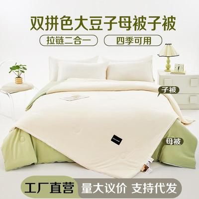 双拼纯色大豆纤维被子母被子被芯二合一冬被2025新款冬季双人被芯