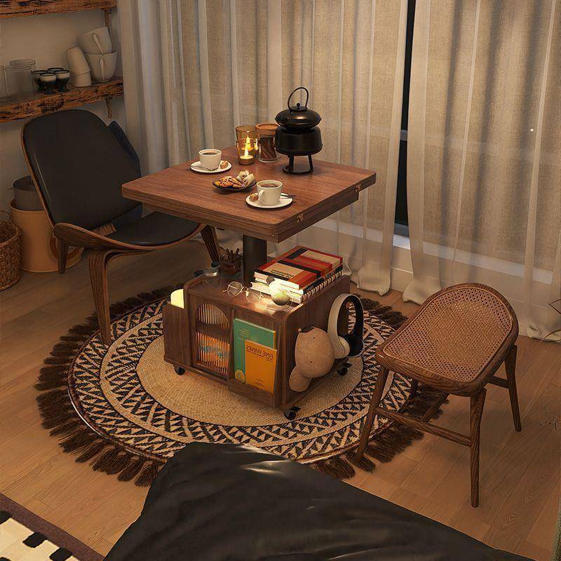 实木时代升降茶客GEJ移动推车茶桌折叠餐桌几两用台多功能茶厅沙