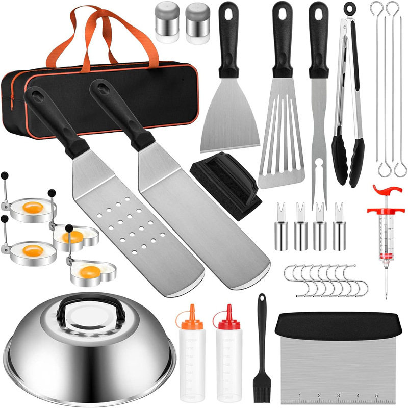 亚马逊 现货不锈钢烧烤工具套装户外BBQ料理铲组合烤具