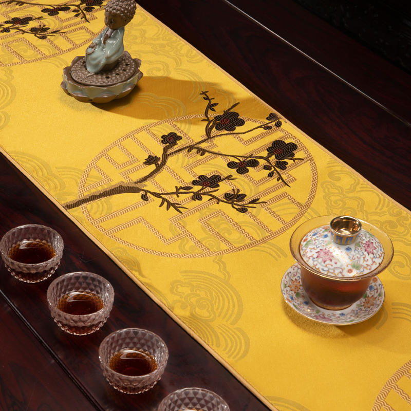 中式轻奢桌旗家用桌子长条布餐桌盖布茶台布艺装饰盖巾新中式客厅
