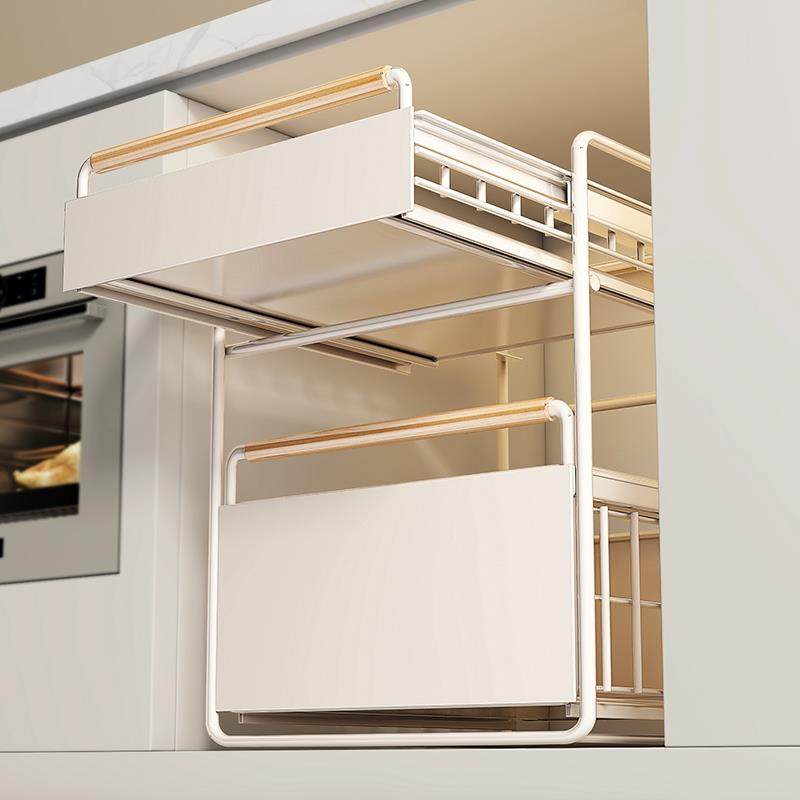 厨房橱柜拉篮下水槽置物架多功能碗碟调料收纳抽拉式分层架子,厨房/烹饪用具,抹布架/厨房清洁收纳架,淘宝优惠券,粉丝福利购,淘宝优惠卷