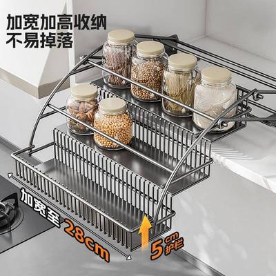 吊柜升降式拉WVX柜缩篮厨房橱柜下拉调味拉篮顶上下多层伸收纳置