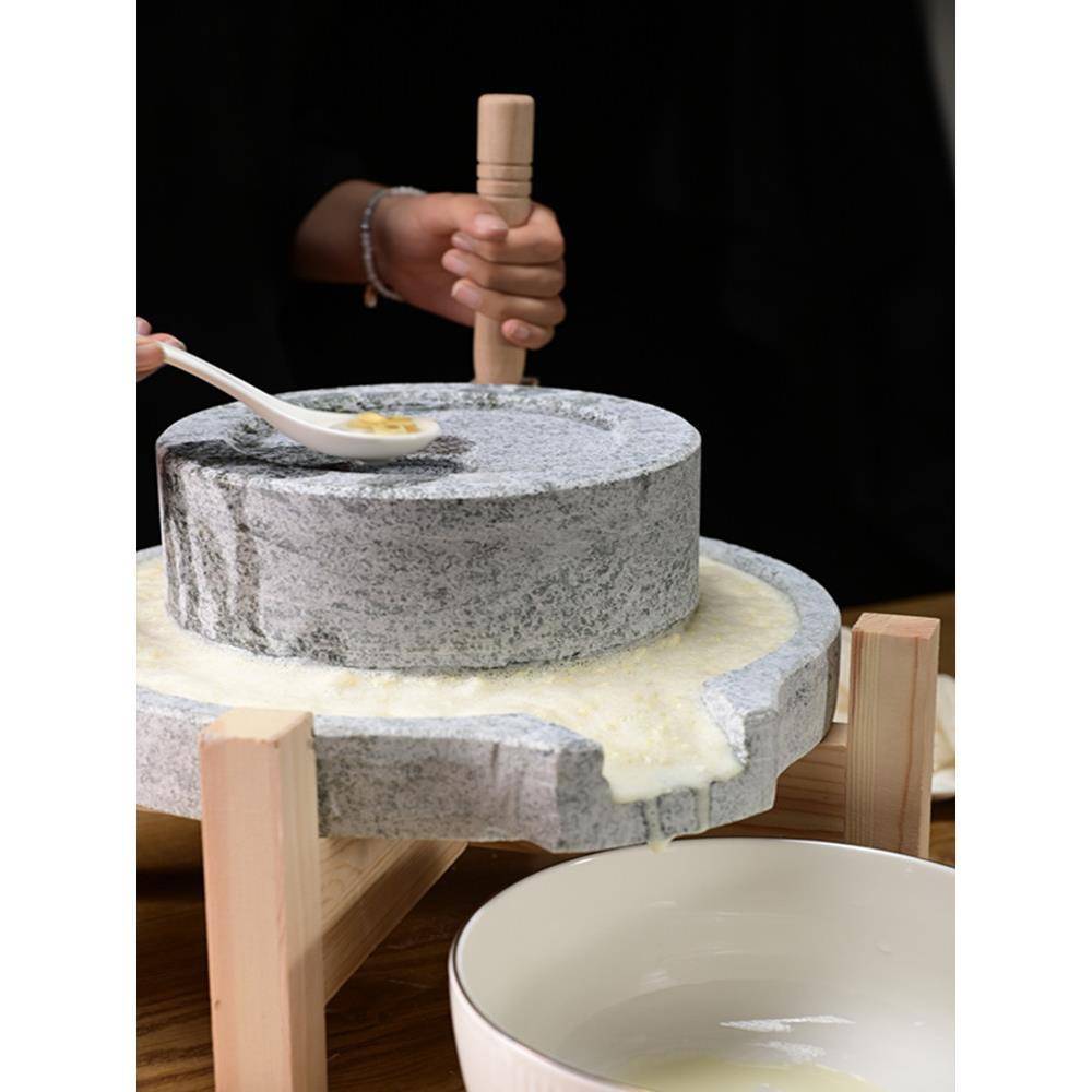小石磨家用磨盘小磨青石石磨家用磨盘手工磨家用天然石头豆浆机