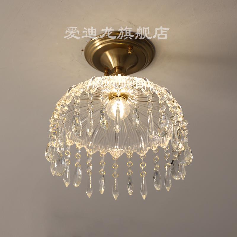 轻奢水晶玄关入户灯门衣口走间553饰廊过道灯法式阳台装氛围帽灯