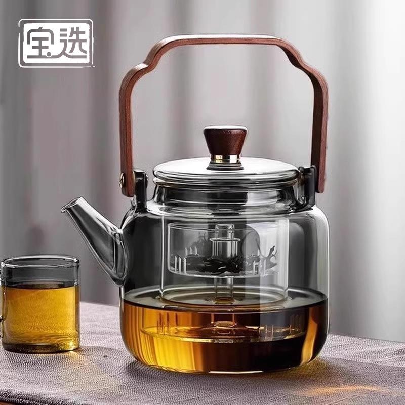 煮茶壶2025新款泡茶家用单壶加厚耐高温明火电陶炉玻璃烧水壶手绘