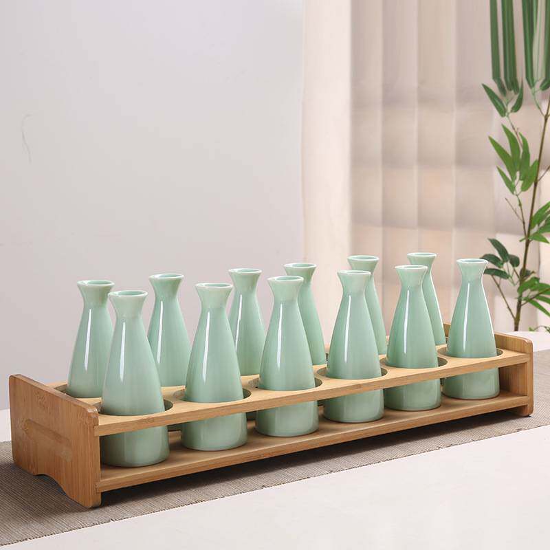 陶瓷二两小酒壶中式分酒器家用圆口温酒壶仿古老式酒具套装带架子