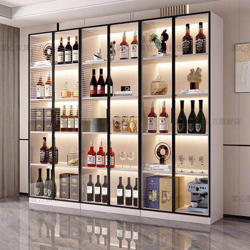 轻奢酒柜书柜玻璃门展示柜家用大容量摆件柜一体靠墙餐边可钉制