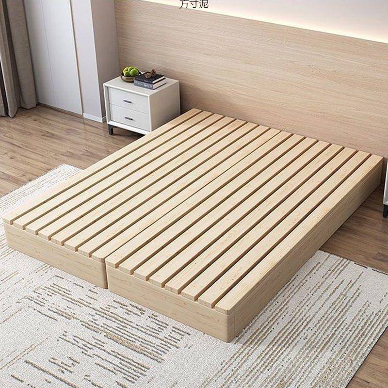 实木榻榻米床落地式出租房折叠床架现代双人排骨架家居卧室木板床