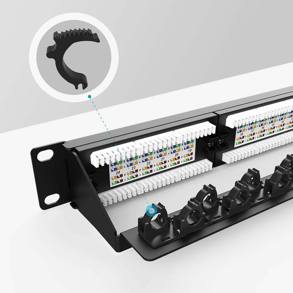 英曼24口网络配线架RJ45工程卡扣机柜cat.6a超五类 Patch panel