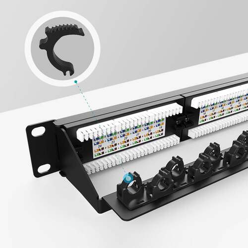 英曼24口网络配线架RJ45工程卡扣机柜cat.6a超五类 Patch panel