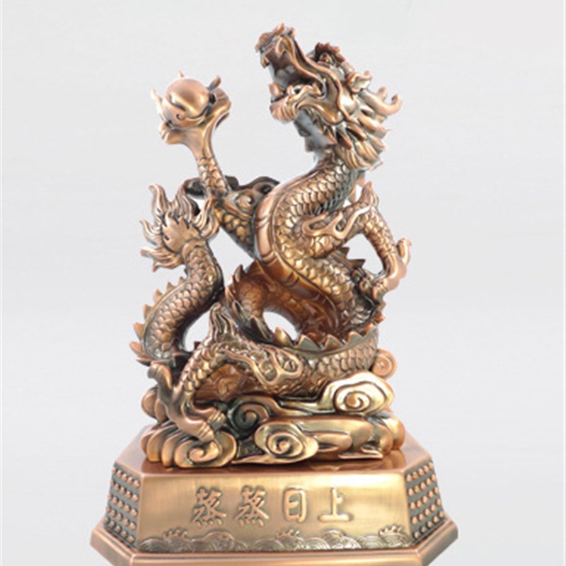 金属工艺礼品锌合金压铸纯铜铅锡合金浇铸古铜盘龙九Z龙戏珠摆件