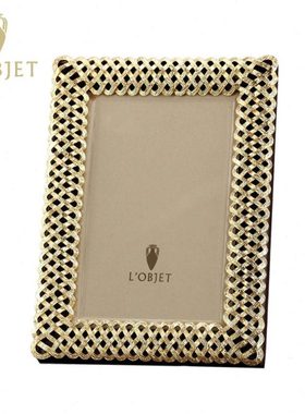 法国进口L’Objet长方形相框6寸奢华丽复古金属摆台摆件级感