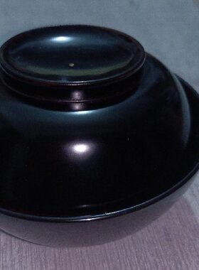 中古时期进口素髹漆器大漆木胎盖碗115mmx85mm库存全新货茶酒汤汁