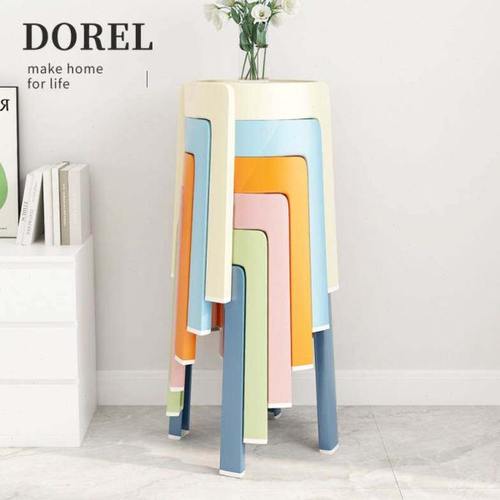 塑料凳子加厚家用餐桌熟胶凳简约高板凳北欧客厅靠背方圆风车登子