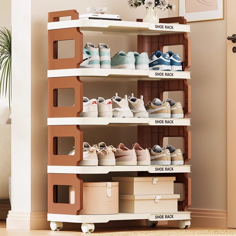 可移动鞋架带轮子鞋架置物架家用玄关门口简易鞋柜U宿舍经济型鞋