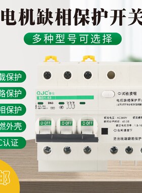 三相380V电机水泵缺相保护器BD1-63 32A导轨式过载保护风机电动机