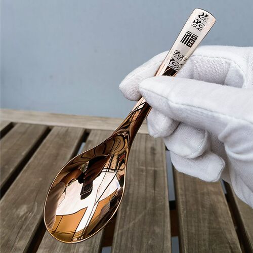 LUCUKU路卡酷304不锈钢家用汤匙高端金色镀钛喝汤勺吃饭勺子调羹