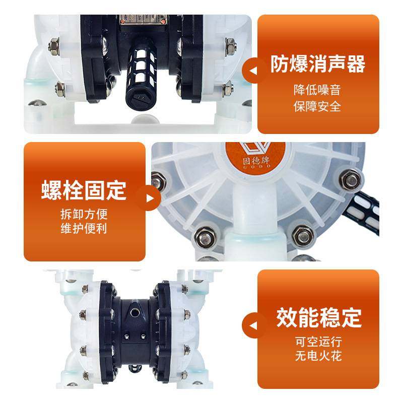边锋固德牌气动隔膜泵QBY3-25STFS工程塑料8分寸隔膜泵自吸排污泵