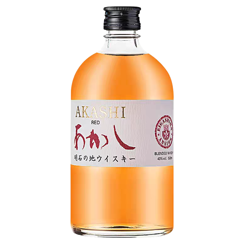 【残次，介意勿拍】AKASHI日本明石红标原瓶进口调和威士忌500ml