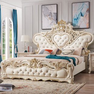 欧式床真皮双人床主卧奢华法式结婚床欧式1.8米大床公主床别墅床