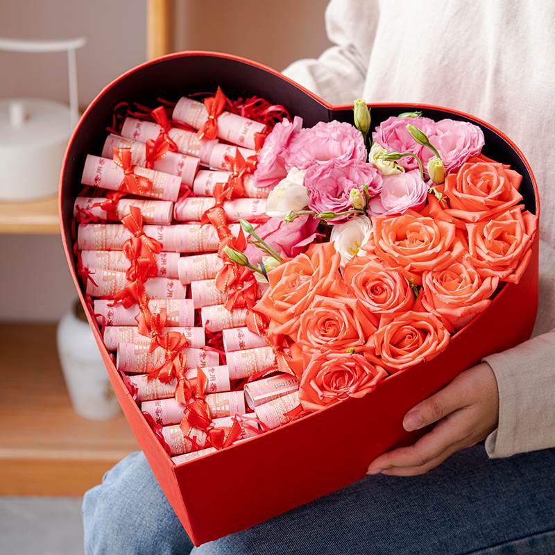 红色爱心礼品盒订婚求婚大号礼物盒空G盒生日仪式感女七夕包装盒