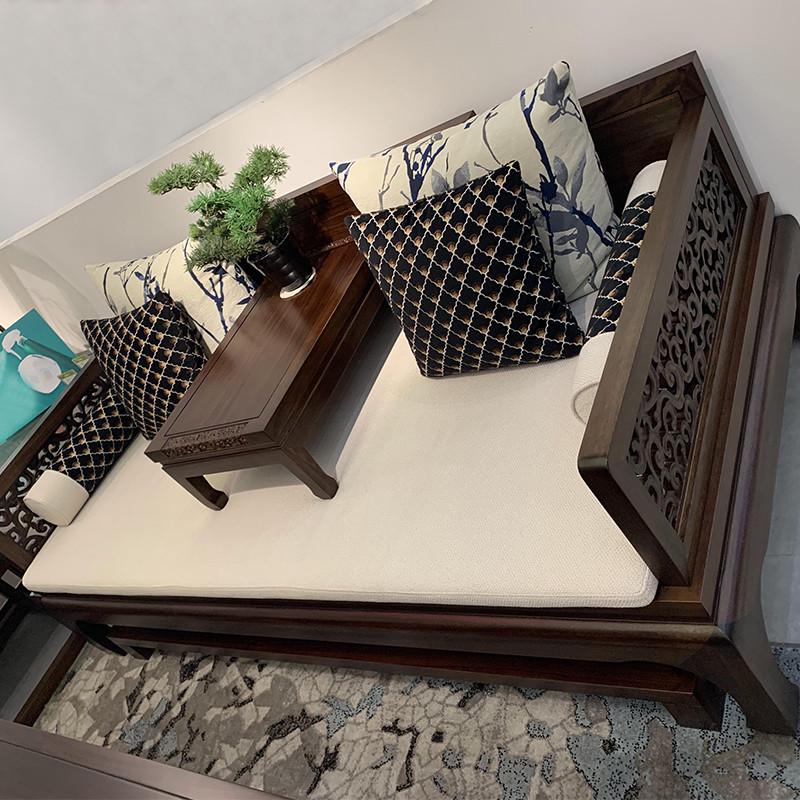 新中式罗汉床客厅沙发小户型现代实木休闲厅躺椅T沙发禅意组合家