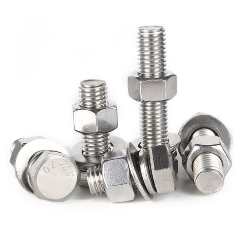304不锈钢外六角螺丝螺栓螺母套装大全 加长螺杆M6M8M10M12-200mm