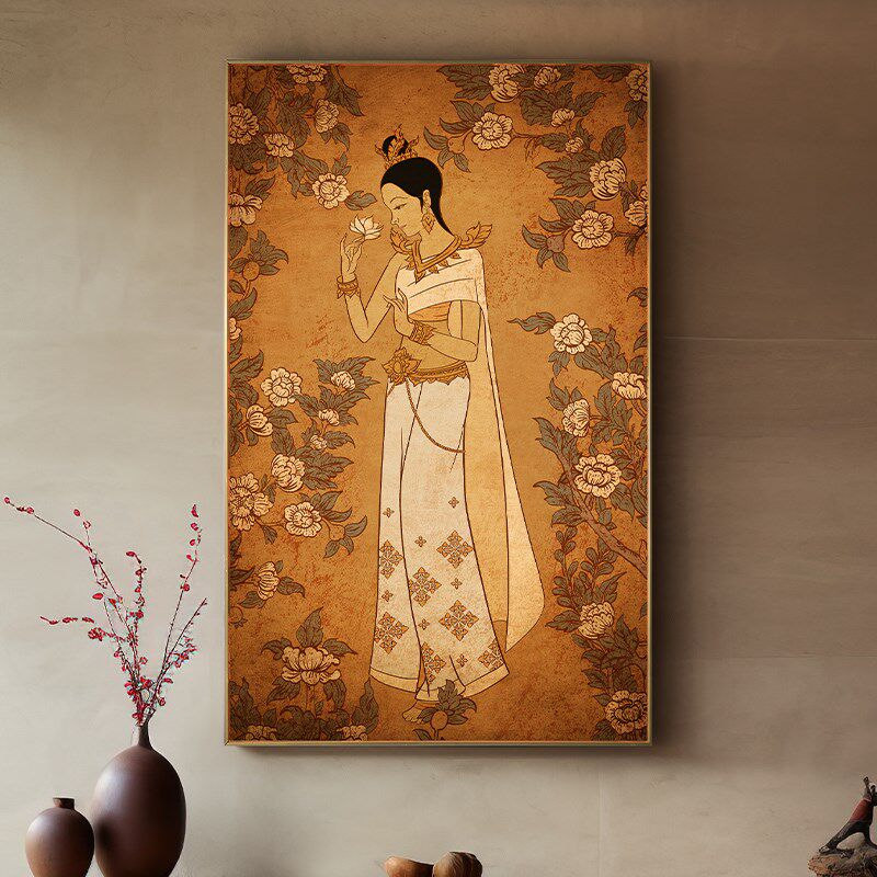 异丽东南亚装饰画卧室墙壁画酒店会所客厅餐厅玄关泰式人物挂画