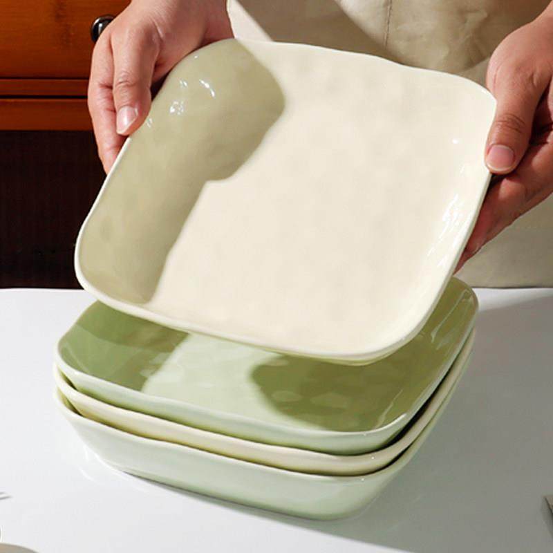 奶油风陶瓷盘子菜盘家用2023新款碗盘餐具高级感方形碟子餐盘深盘,3C数码配件,USB多功能数码宝,淘宝优惠券,粉丝福利购,淘宝优惠卷