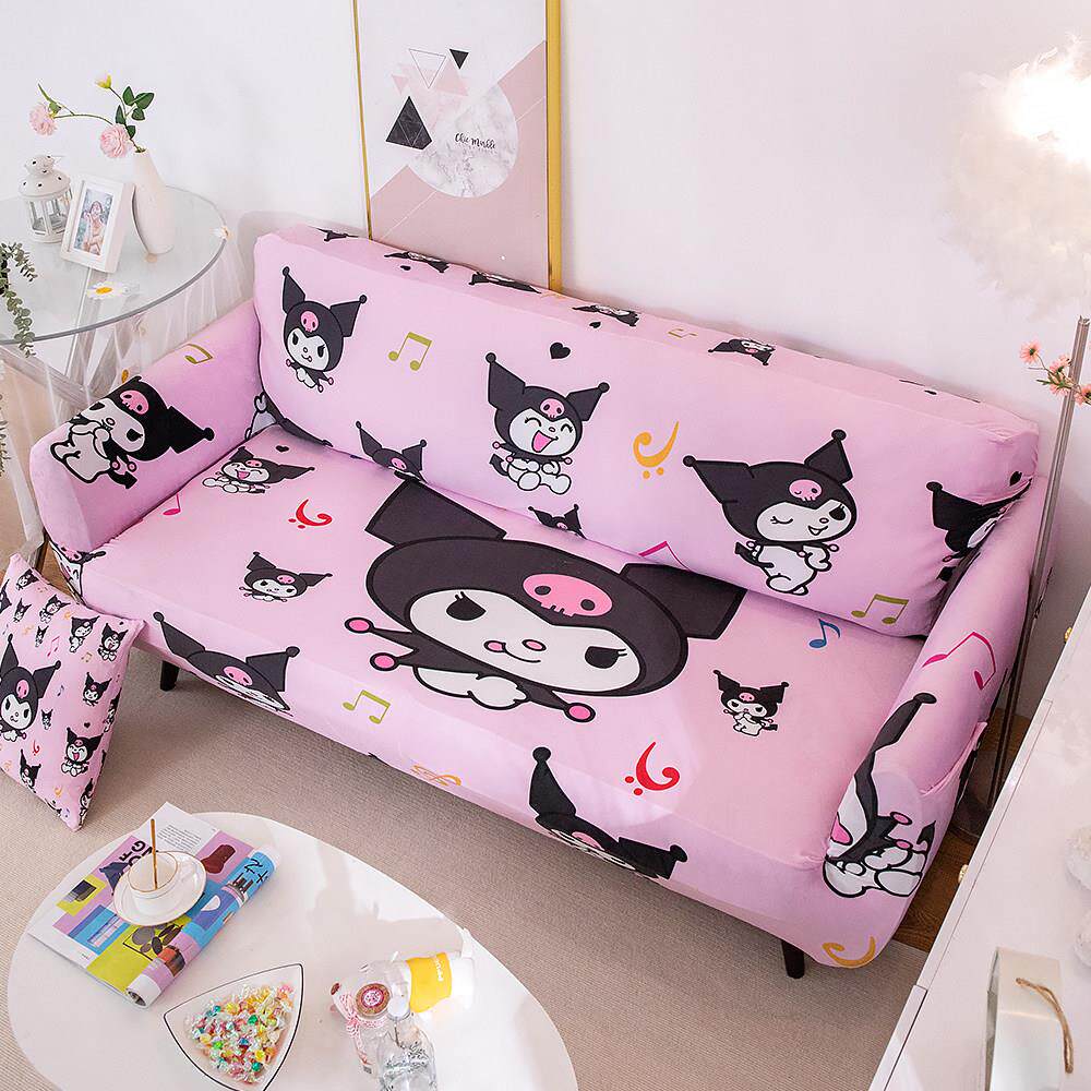 粉色少女卡通弹力沙发罩全包可爱风沙发套布艺沙发巾单人双人盖布