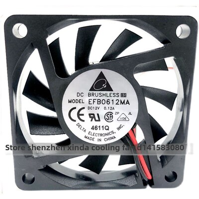 原始Delta 6cm 6010 12V 0.12A Efb0612Ma超安静超薄Cpu冷却风扇