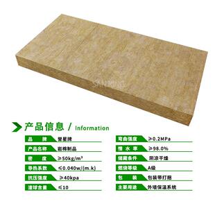 外91墙岩棉板憎水岩火防火棉绝热保使温板隔墙屋顶防火墙防门用