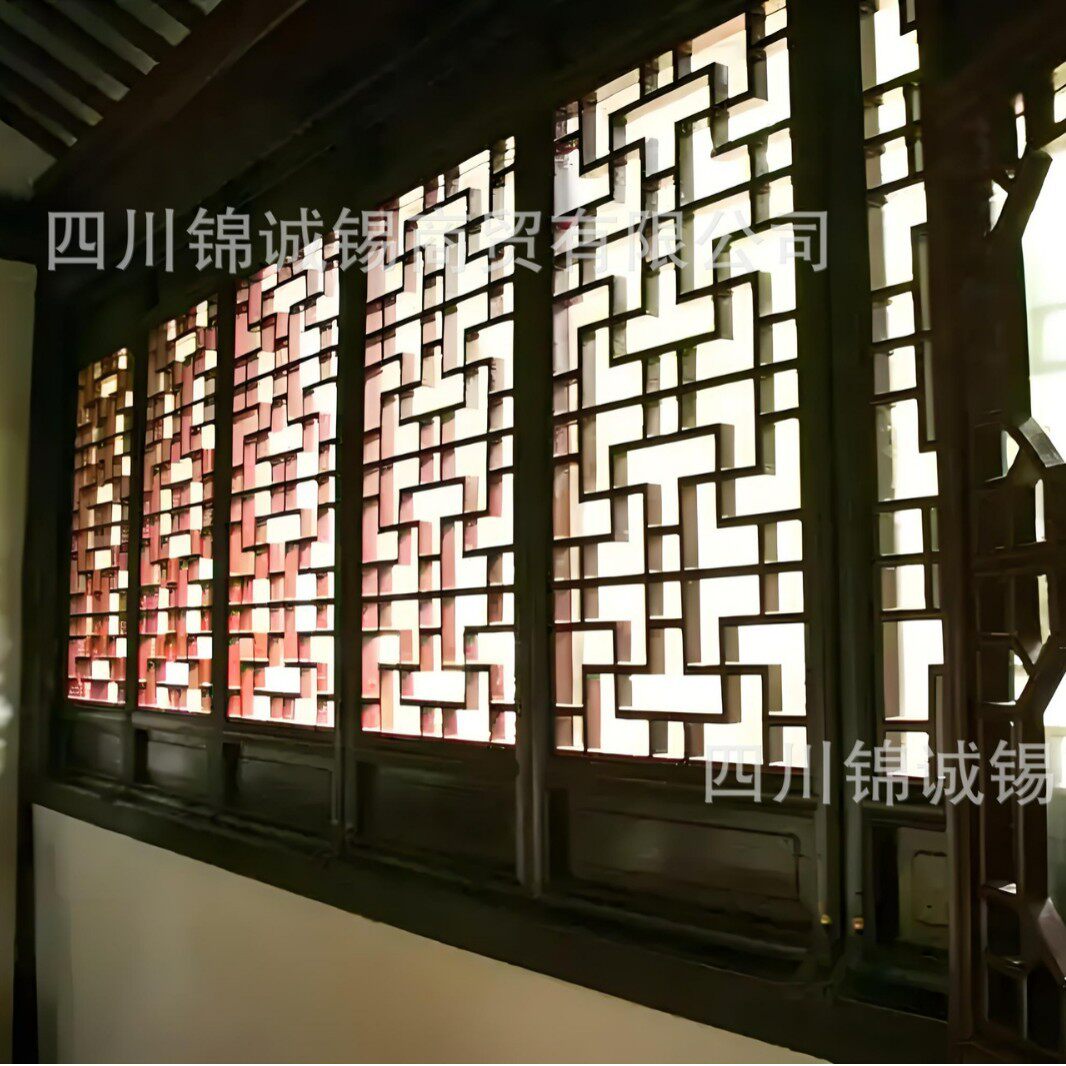 仿古门窗实木花格木头窗户花窗镂空客厅屏风隔断中式复古木质框架