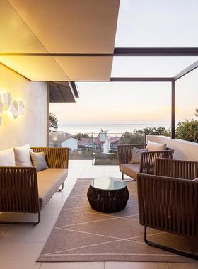 户外沙发庭院水阳防藤椅ZJO茶组合三人台几藤编沙发椅露台休闲藤