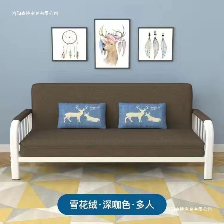 小户型多功能沙发床出租房两用布艺铁架折叠一体床现货