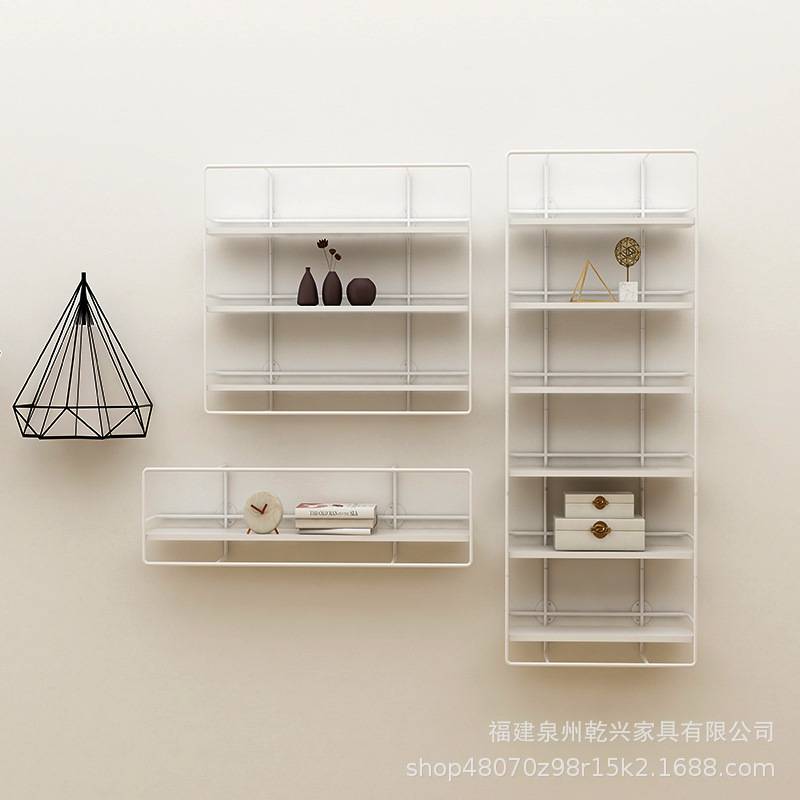 铁艺墙上置物架简约现代卧室沙发电视墙背景一字隔板壁挂装饰书架