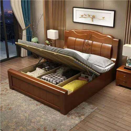 实木床1.米人床双中式1.米单8人床主卧气5压抽屉储84217物床经济