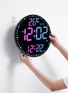 12寸RGe幻彩ld挂钟创YC-9105意简约客控厅时钟家用可遥可计时夜B